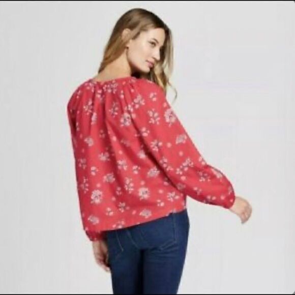 Universal Thread long sleeve printed Top - Red -S - Picture 2 of 7